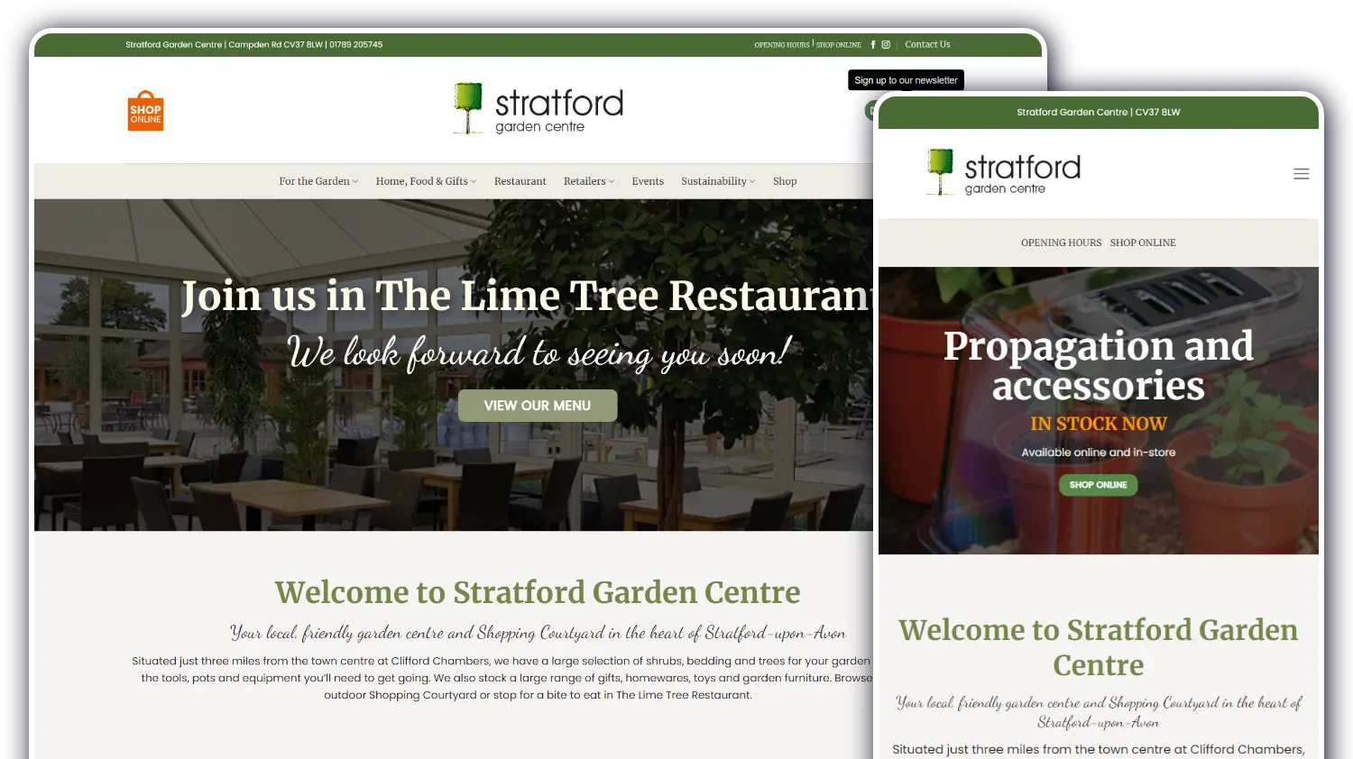 Stratford Garden Centre - Website by Blaze Concepts
