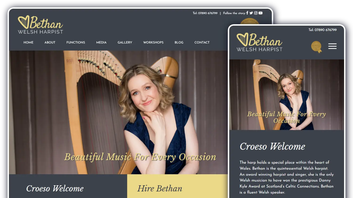 Bethan Welsh Harpist - Website by Blaze Concepts