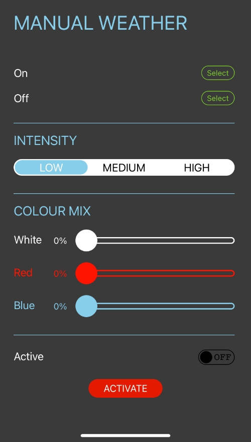 Mobile App - Interpet Aqua Smart Led Manual Weather
