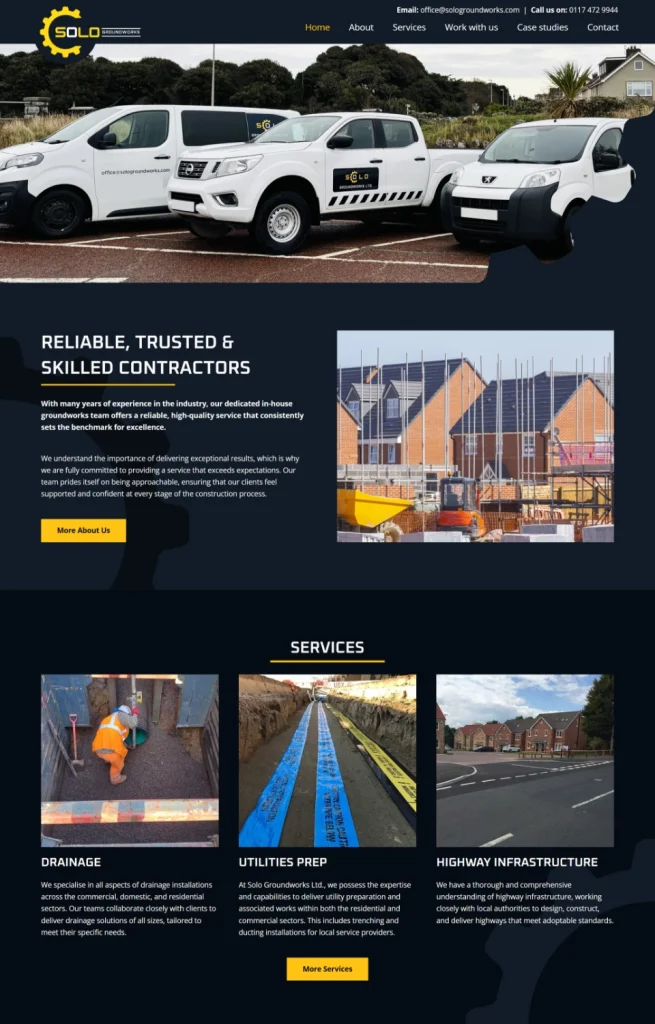 Solo Groundworks Website Build by Blaze Concepts